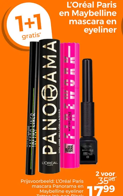 Aanbieding: L'Oréal Paris en Maybelline mascara en eyeliner