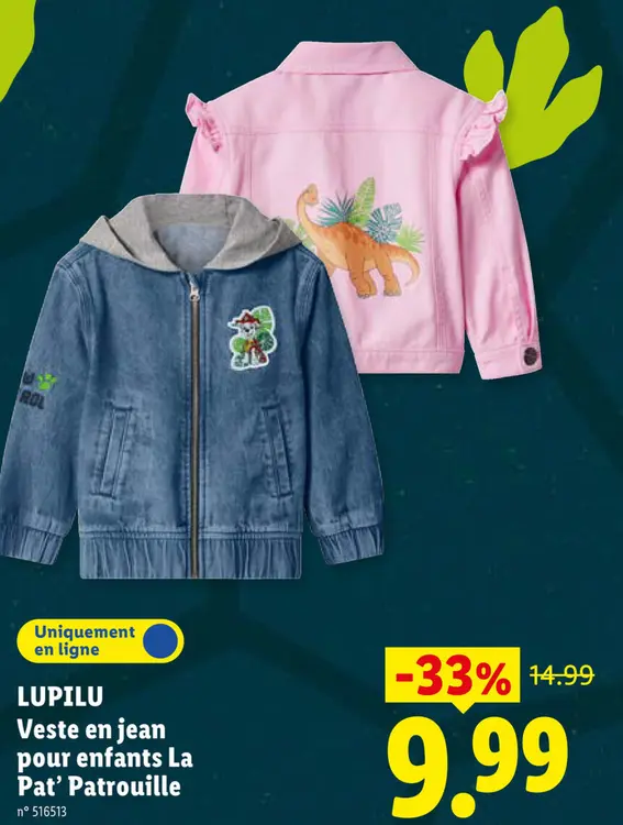 Offre: Veste en jean pour enfants La Pat' Patrouille