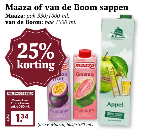 Aanbieding: Maaza of van de Boom sappen