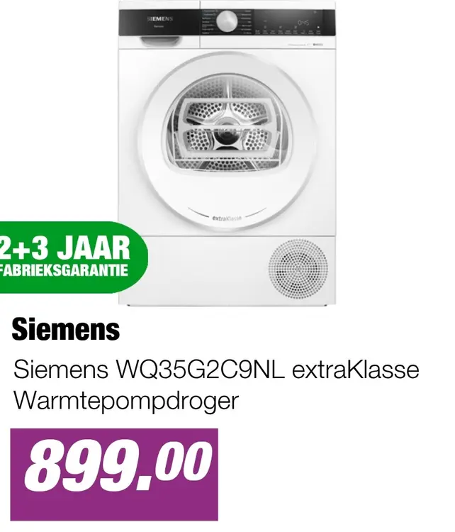 Aanbieding: Siemens WQ35G2C9NL extraKlasse Warmtepompdroger