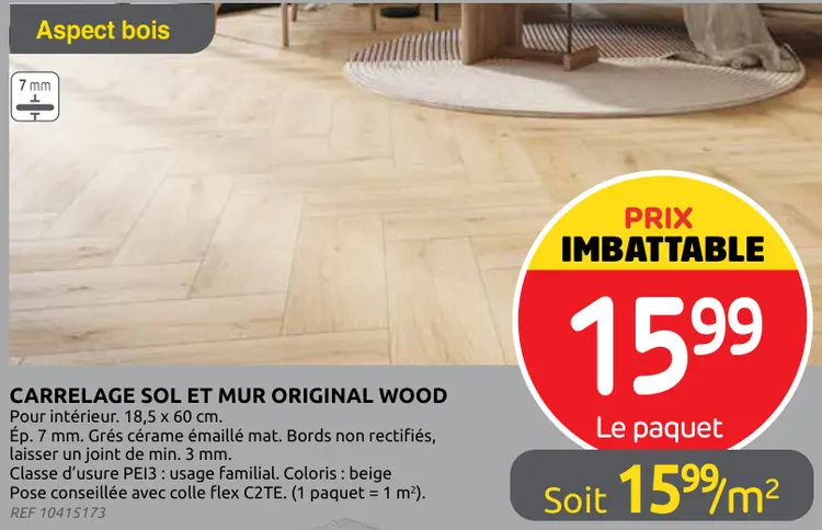Offre: Carrelage sol et mur original wood