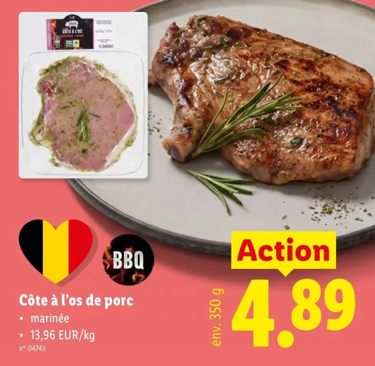Offre: Côte à l'os de porc