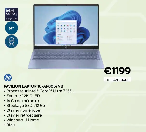 Offre: Pavilion laptop 16-af0057nb