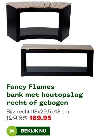 Aanbieding: bank met houtopslag recht of gebogen