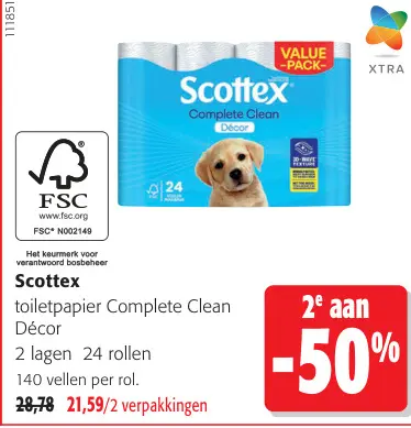 Promotie: toiletpapier Complete Clean Décor
