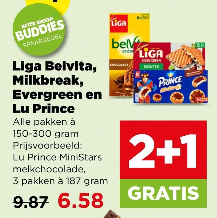 Aanbieding: Liga Belvita, Milkbreak, Evergreen en Lu Prince