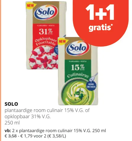 Promotie: Plantaardige room culinair of opklopbaar