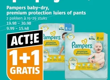 Aanbieding: Pampers baby-dry, premium protection luiers of pants