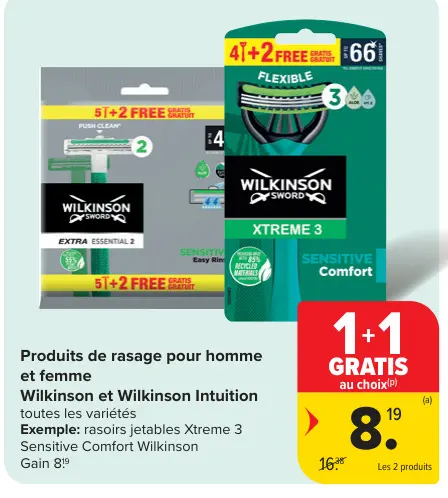 Offre: Produits de rasage pour homme et femme
