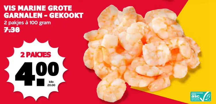 Aanbieding: Vis marine grote garnalen - gekookt