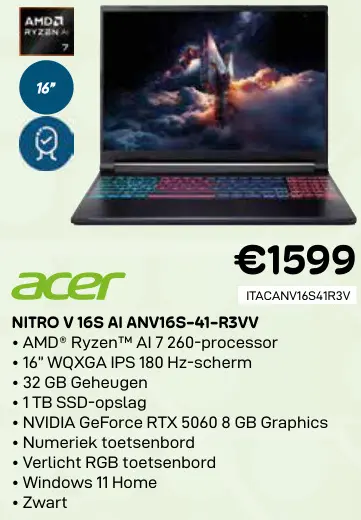 Promotie: Nitro v 16s ai anv16s-41-r3vv