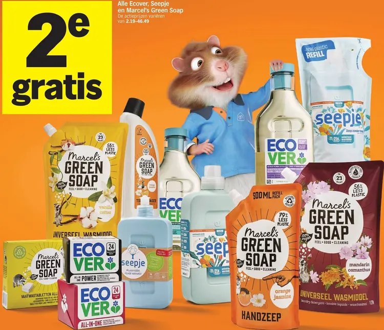 Aanbieding: Wasmiddel, afwasmiddel, handzeep en vaatwastabletten