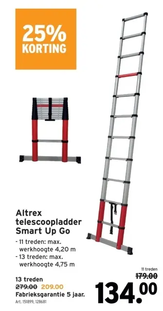 Promotie: Altrex telescoopladder Smart Up Go