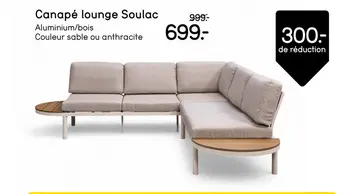 Offre: Canapé lounge Soulac - couleur anthracite - coussins inclus