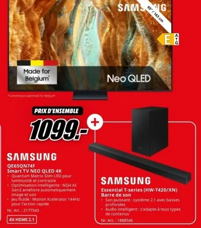 Offre: Smart TV NEO QLED 4K + Essential T-series