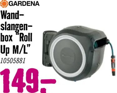 Aanbieding: GARDENA Slanghaspel muur rollup M/L incl. 25 m tuinslang en classic broes
