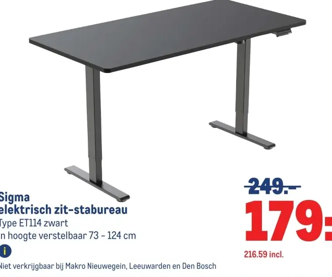 Aanbieding: Sigma elektrisch zit-stabureau