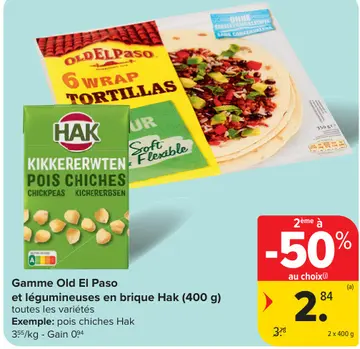 Offre: Gamme Old El Paso et légumineuses en brique Hak