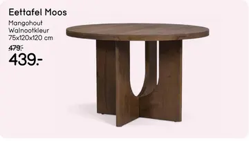 Aanbieding: Eetkamertafel Moos - mangohout - Ø120 cm