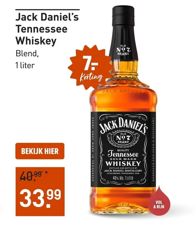 Aanbieding: Jack Daniel's Tennessee Whiskey