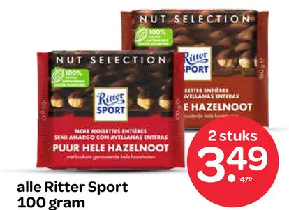 Aanbieding: Ritter Sport Puur Hele Hazelnoot