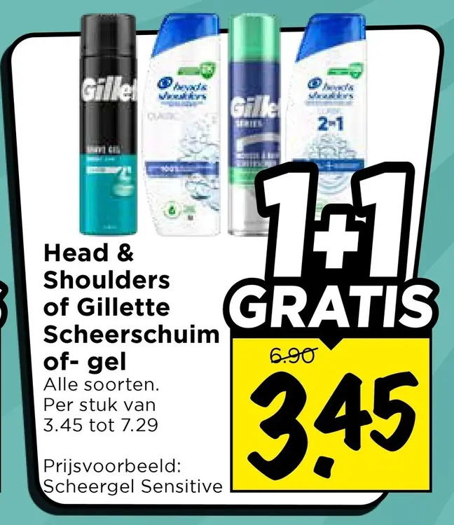 Aanbieding: Head & Shoulders of Gillette Scheerschuim of- gel