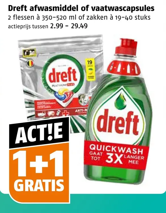 Aanbieding: Dreft afwasmiddel of vaatwascapsules