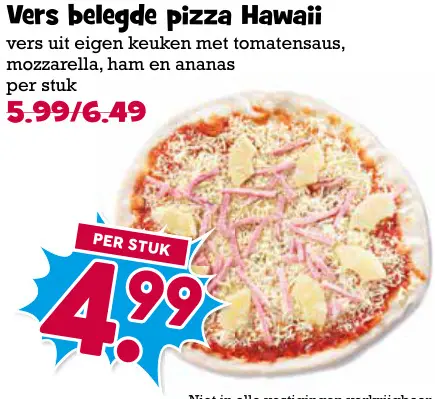 Aanbieding: Vers belegde pizza Hawaii