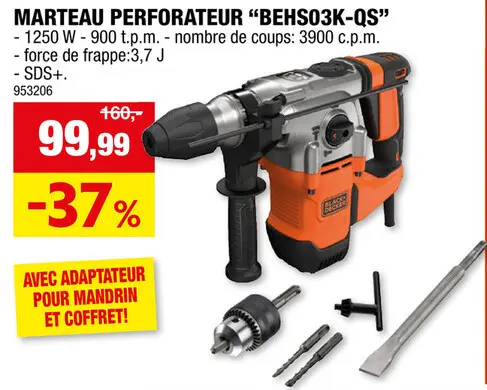 Offre: Black+Decker BEHS03K-QS marteau-perforateur 1250W