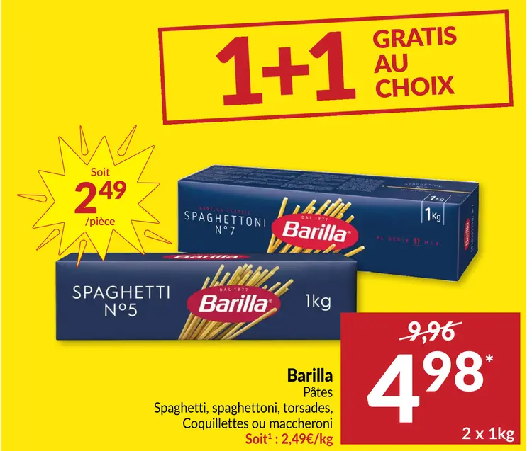 Offre: Spaghetti, spaghettoni, torsades, Coquillette ou maccheroni