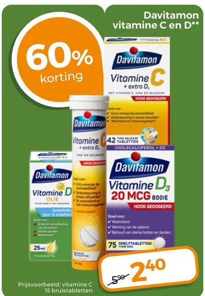Aanbieding: Davitamon vitamine c en d