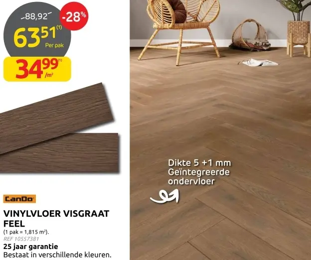 Promotie: Vinylvloer visgraat feel