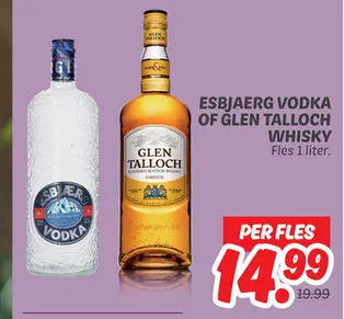 Aanbieding: Esbjaerg vodka of Glen Talloch whisky