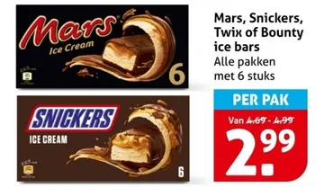 Aanbieding: Mars, Snickers, Twix of Bounty ice bars