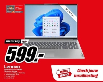 Aanbieding: Lenovo IdeaPad Slim 5 16ABR8 Windows - laptop