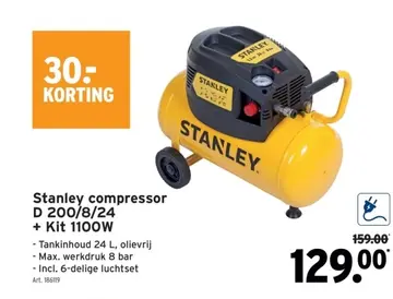 Aanbieding: Stanley compressor D 200/8/24 + Kit 1100W