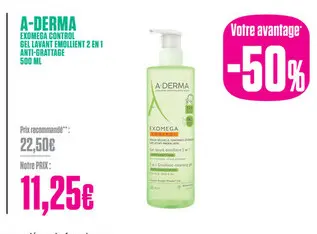 Offre: Exomega control gel lavant emollient 2 en 1 a