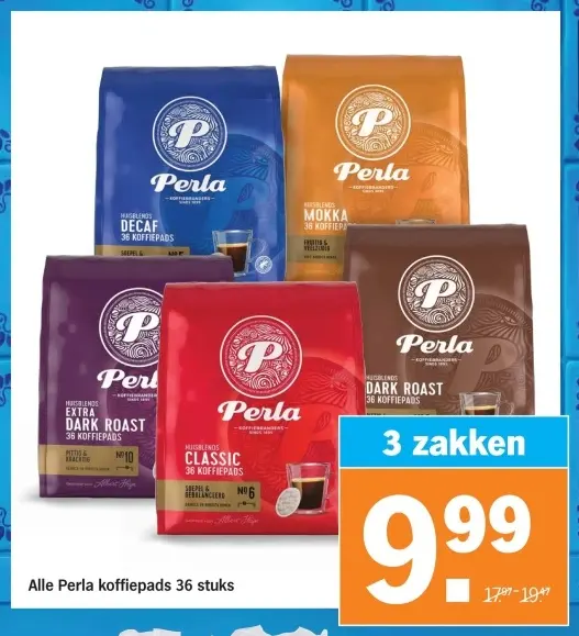 Aanbieding: Alle Perla koffiepads 36 stuks