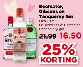 Aanbieding: Beefeater, Gibsons en Tanqueray Gin