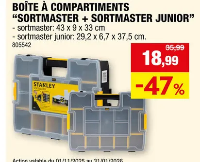 Offre: Stanley Sortmaster + Sortmaster Junior coffret à  compartiments