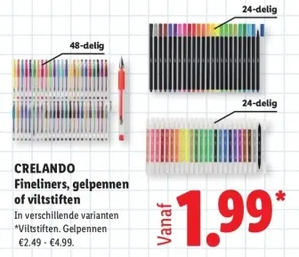 Aanbieding: Fineliners, gelpennen of viltstiften