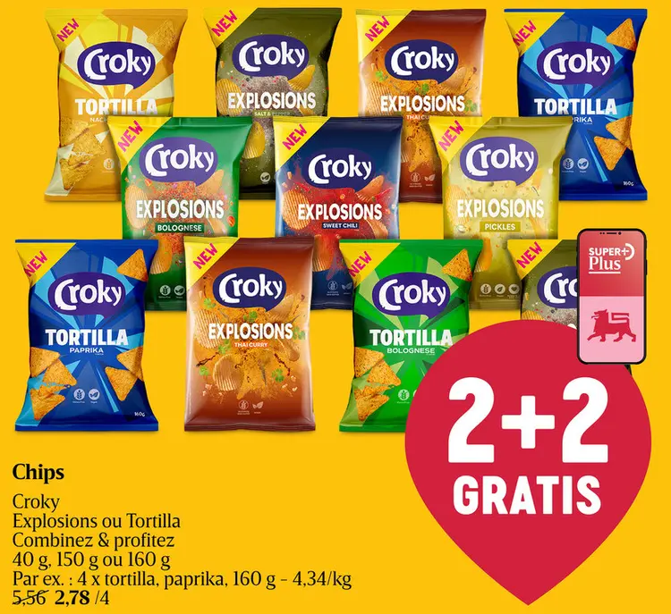 Offre: Chips Croky Explosions ou Tortilla