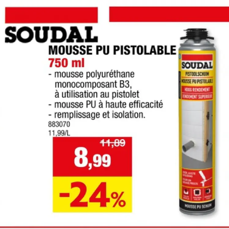 Offre: Mousse pu pistolable