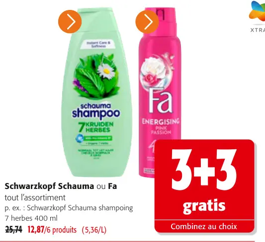 Offre: Schauma ou Fa tout l'assortiment
