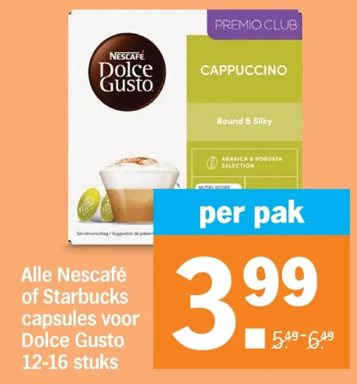 Aanbieding: Alle Nescafé of Starbucks capsules voor Dolce Gusto