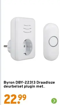 Aanbieding: Byron DBY-22313 Draadloze deurbelset plugin
