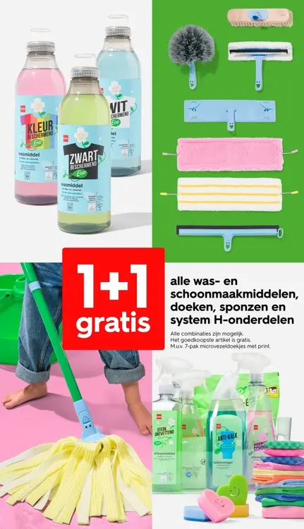 Aanbieding: was- en schoonmaakartikelen, doeken, sponzen en system H-onderdelen