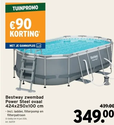Promotie: Bestway zwembad Power Steel ovaal 424x250x100