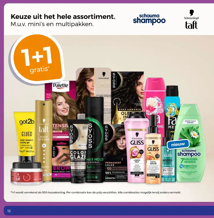 Aanbieding: Hele assortiment Shauma Shampoo, Schwarzkopf Taft, Gliss, Creme Supreme, Syoss, got2b, Palette en Fa