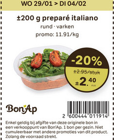 Aanbieding: preparé italiano